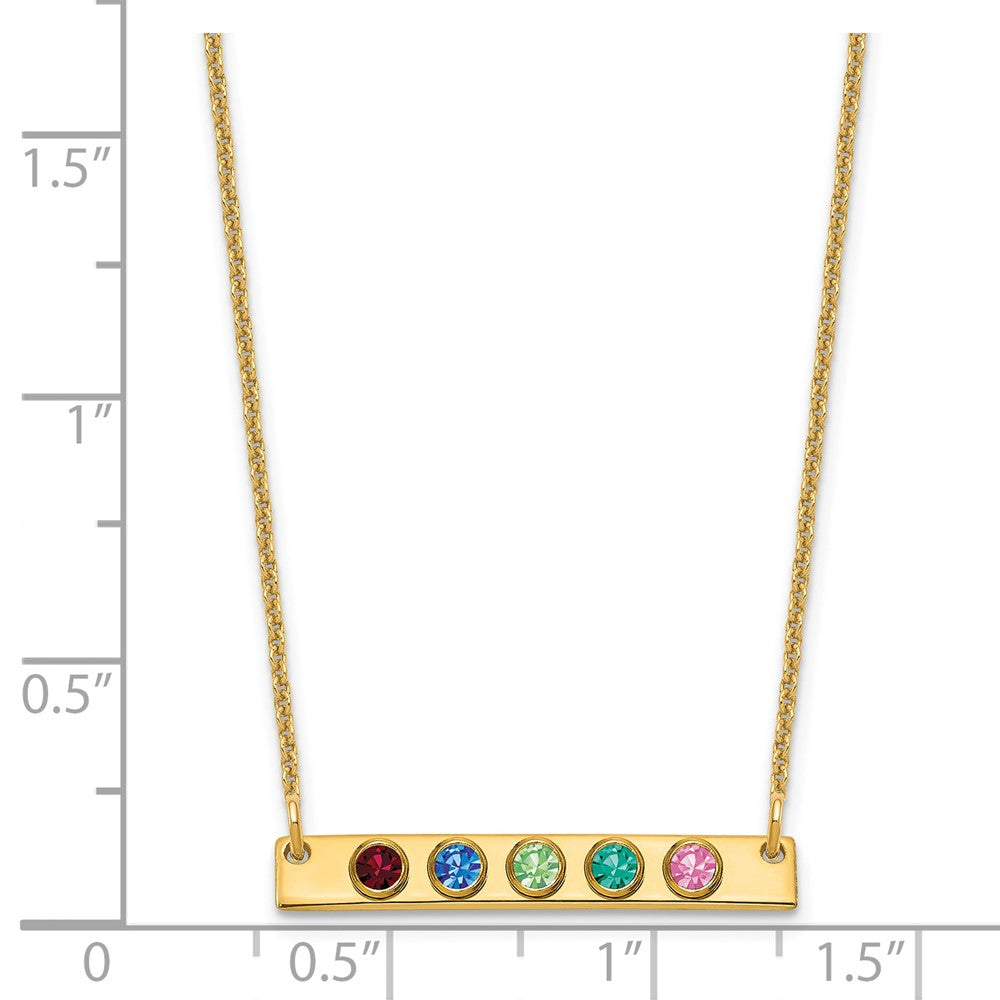 14KY 5 Birthstone w/ 14k Bezel Small Bar Necklace