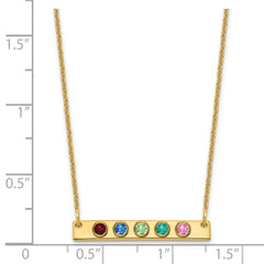 14KY 5 Birthstone w/ 14k Bezel Small Bar Necklace