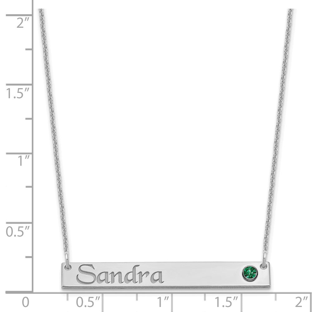 14k WG Personalized Bar w/ 14k Rhod-pltd Bezel BS Necklace