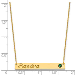 14k Yellow Gold Personalized Bar w/ 14k Bezel Birthstone Necklace