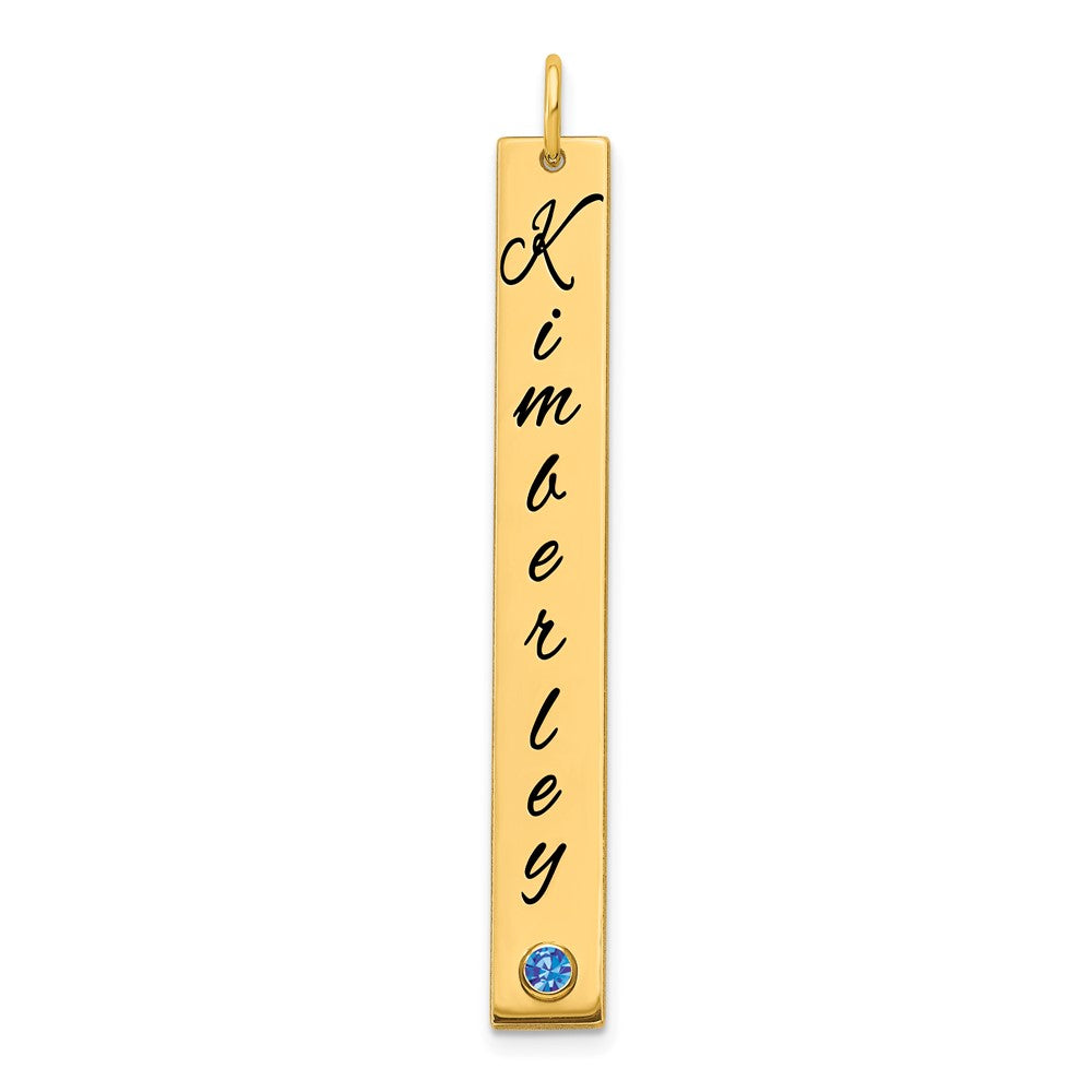 14k YG LG Epoxy Name w/14k Bezel Birthstone Bar Charm