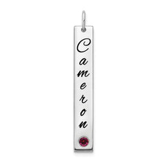 14k WG Med Epoxy Name w/ 14k Rhod-pld Bezel BS Bar Charm