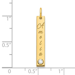 14k YG Small Epoxy Name w/14k Bezel Birthstone Bar Charm