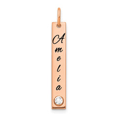 14k Rose Gold Small Epoxy Name w/14k Bezel BS Bar Charm