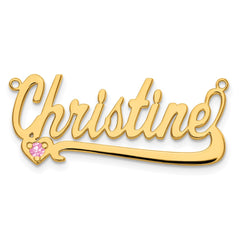 Sterling Silver/Gold-plated Birthstone Heart Name Plate - 2