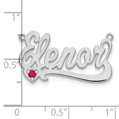 Sterling Silver/Rhodium-plated Birthstone Heart Name Plate