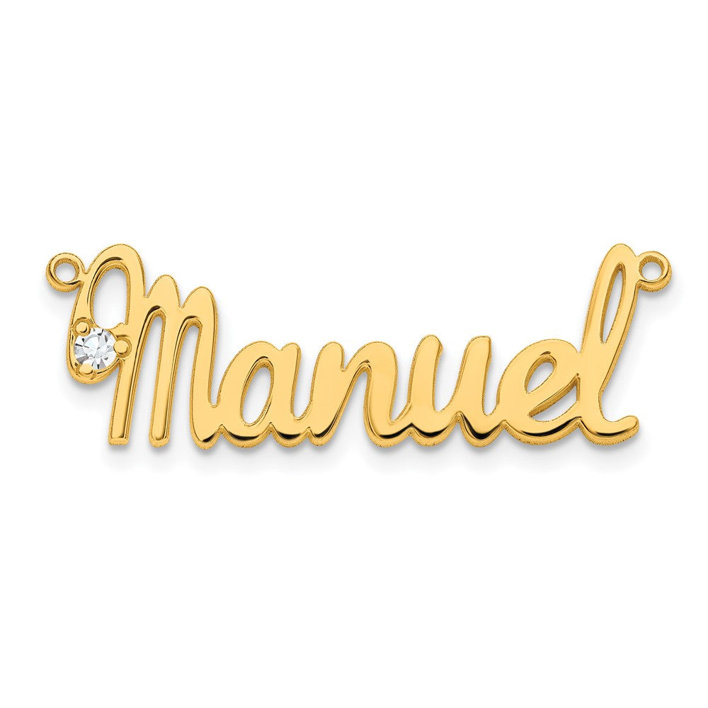 14k Yellow Gold Birthstone Name Plate
