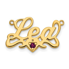 14k Yellow Gold Birthstone Heart Name Plate - 2