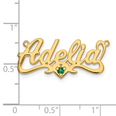 14k Yellow Gold Birthstone Heart Name Plate - 2