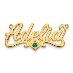 14k Yellow Gold Birthstone Heart Name Plate - 2