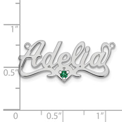 14k White Gold Birthstone Heart Name Plate - 2