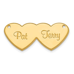 14k Yellow Gold Double Heart Name Plate