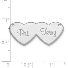 14k White Gold Double Heart Name Plate