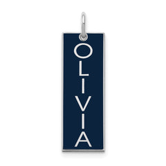 10K White Large Enameled Name Bar Charm
