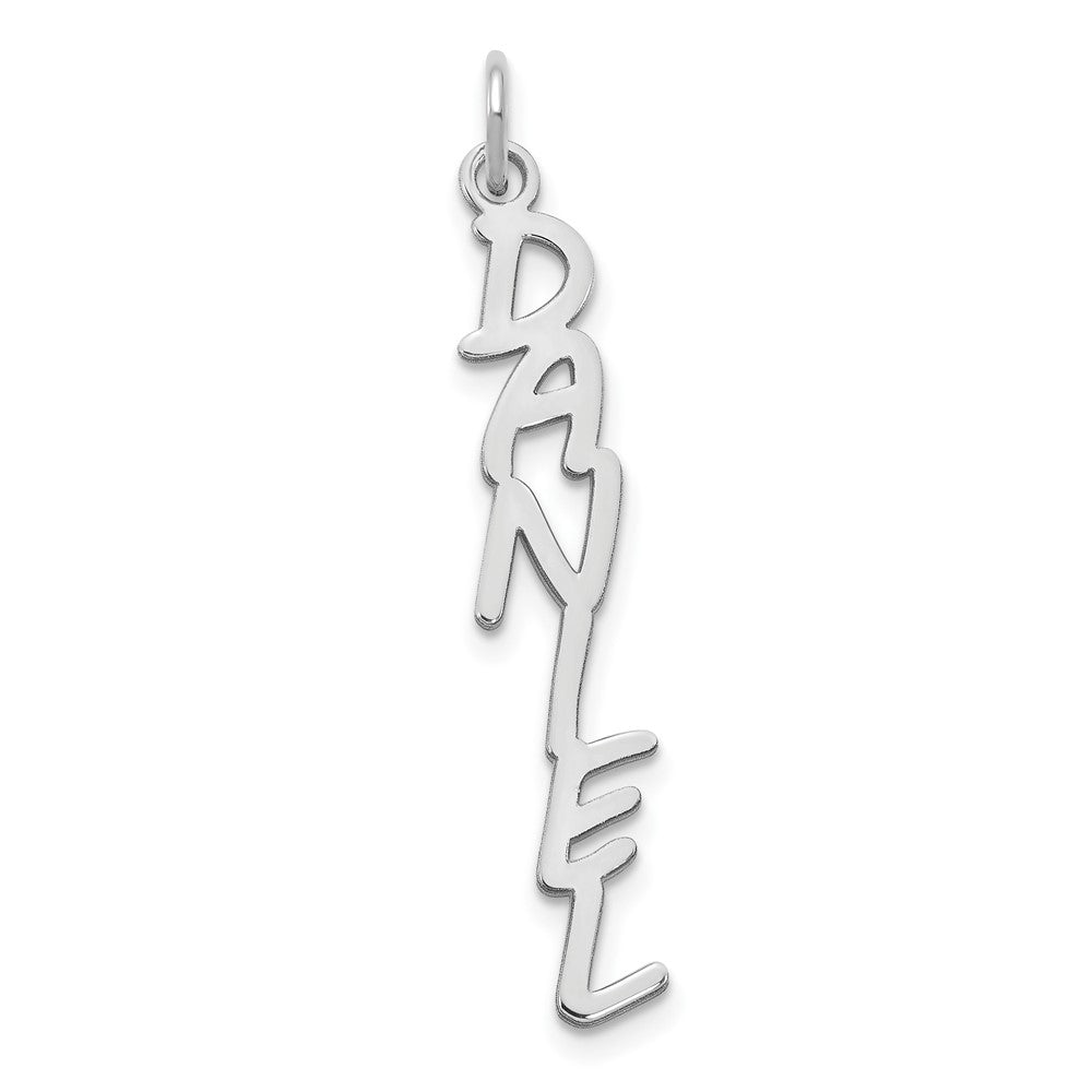 10k White Gold MV Boli Font Name Plate Charm