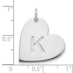 14k White Gold Initial Heart Charm