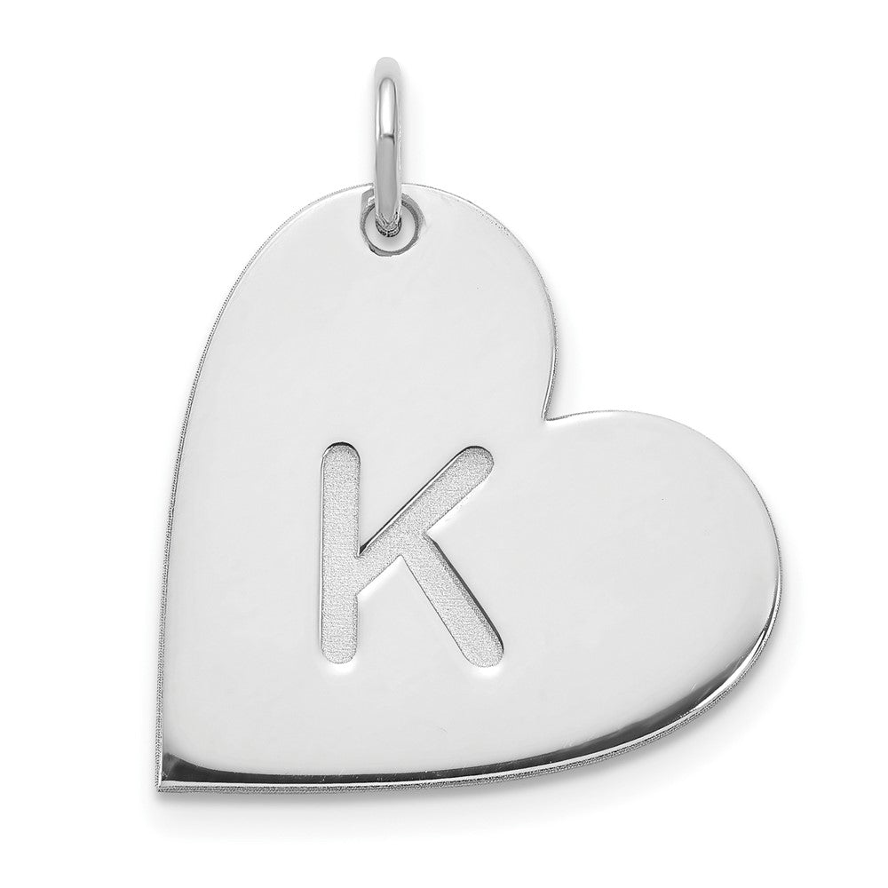 10k White Gold Initial Heart Charm