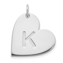 14k White Gold Initial Heart Charm