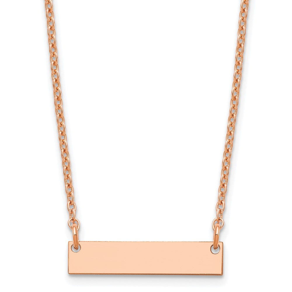Sterling Silver/Rose-plated Small Blank Bar Necklace - 3