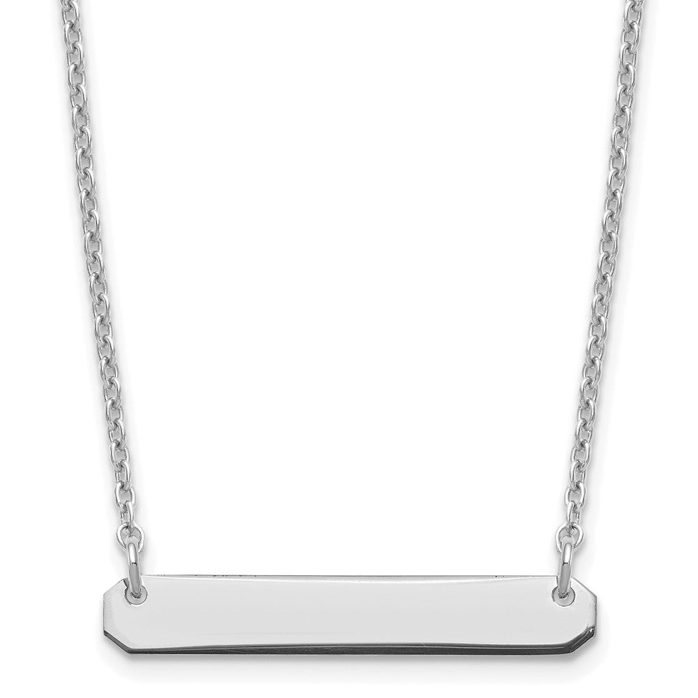 Sterling Silver/Rhodium-plated Small Blank Bar Necklace - 2