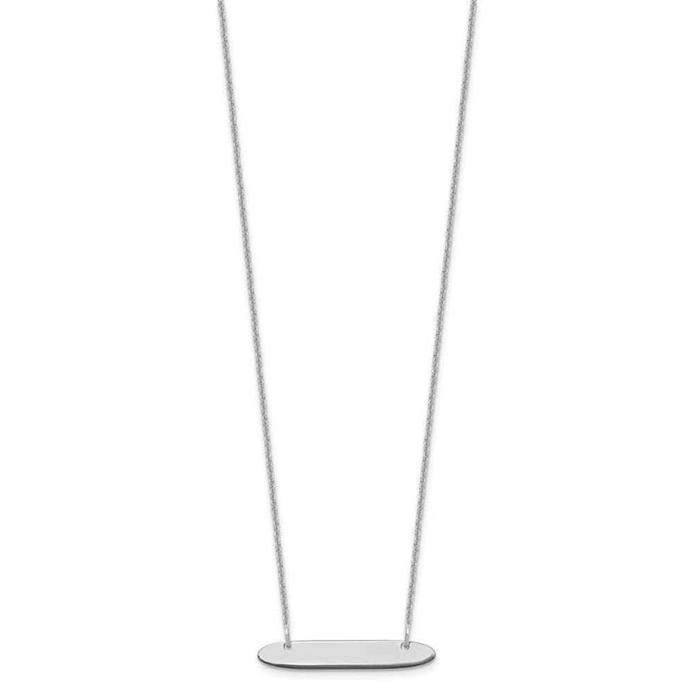 10k White Gold Small Oblong Blank Bar Necklace