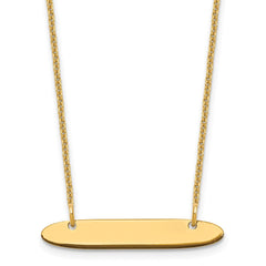 14k Yellow Gold Small Oblong Blank Bar Necklace