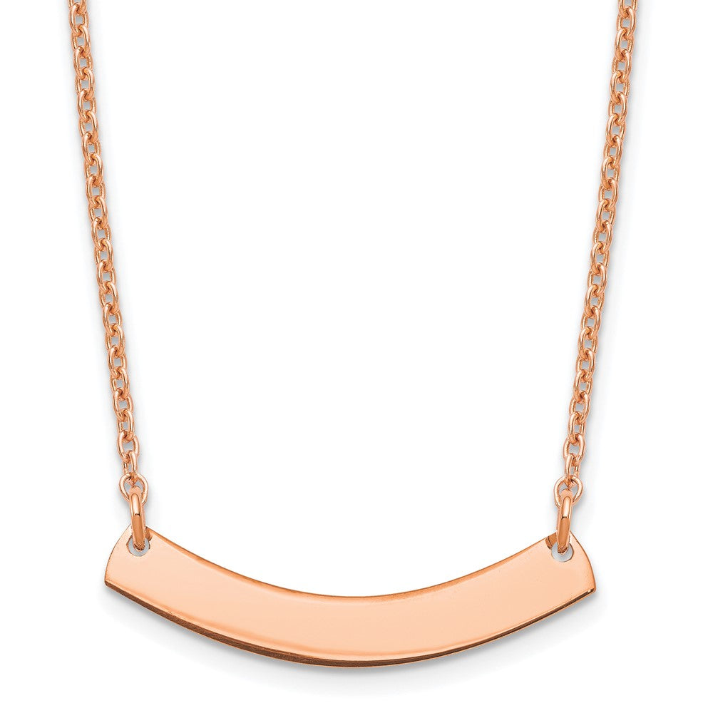 Sterling Silver/Rhodium-plated Small Curved Blank Bar Necklace - 2