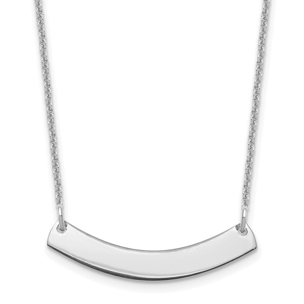 10k White Gold Small Curved Blank Bar Necklace - 2