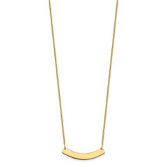 14k Yellow Gold Small Curved Blank Bar Necklace