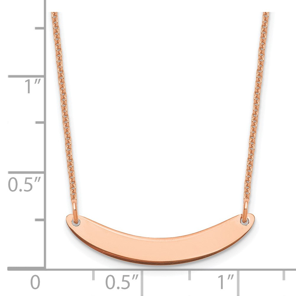 14k Rose Gold Small Curved Blank Bar Necklace