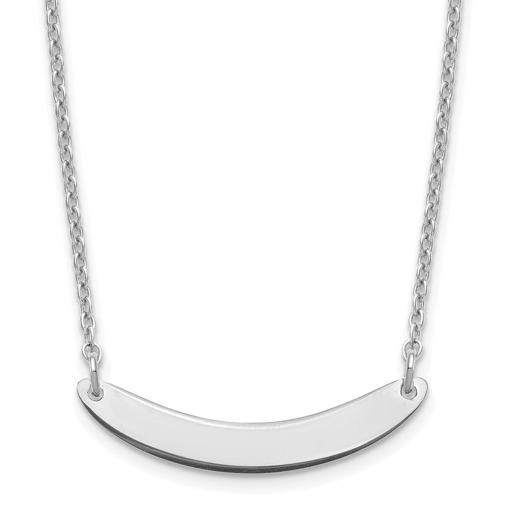 Sterling Silver/Rhodium-plated Small Curved Blank Bar Necklace - 3