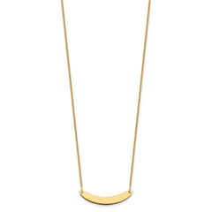 14k Yellow Gold Small Curved Blank Bar Necklace