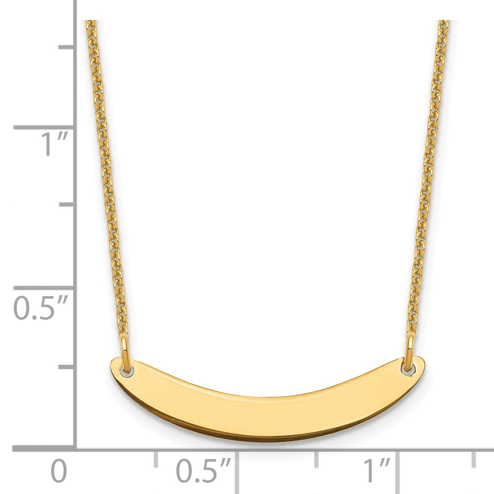 14k Yellow Gold Small Curved Blank Bar Necklace