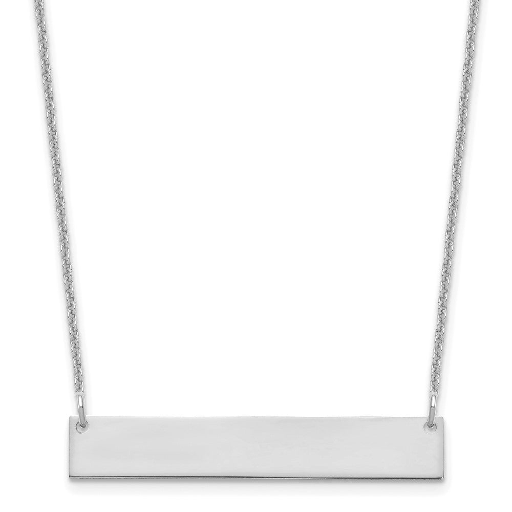 10k White Gold Medium Blank Bar Necklace - 2