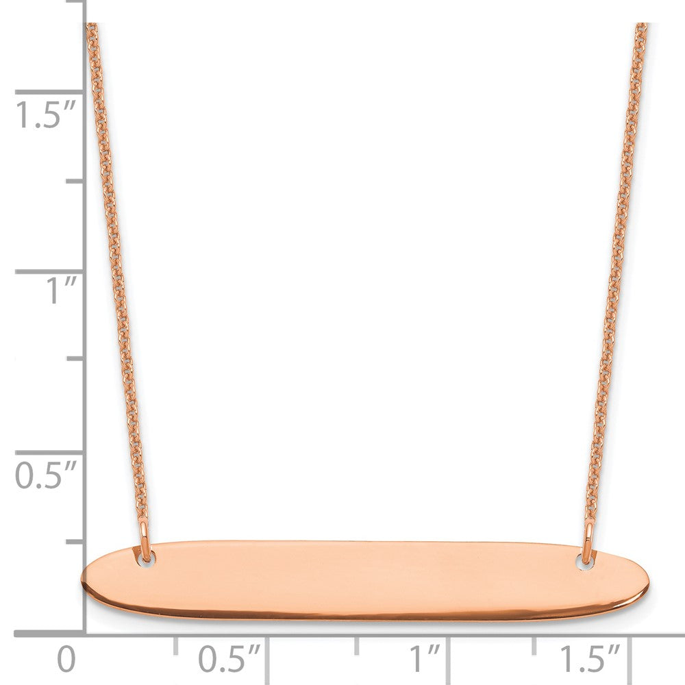 14k Rose Gold Medium Oblong Blank Bar Necklace