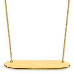 14k Yellow Gold Medium Oblong Blank Bar Necklace