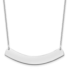 10k White Gold Medium Curved Blank Bar Necklace - 2