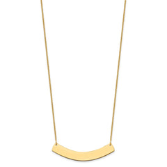 14k Yellow Gold Medium Curved Blank Bar Necklace