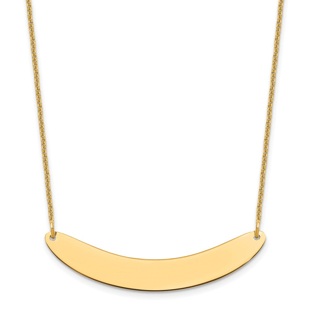 14k Yellow Gold Medium Curved Blank Bar Necklace - 2