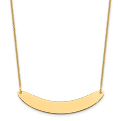 14k Yellow Gold Medium Curved Blank Bar Necklace - 2