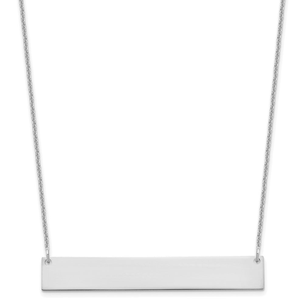 14k White Gold Large Blank Bar Necklace - 2