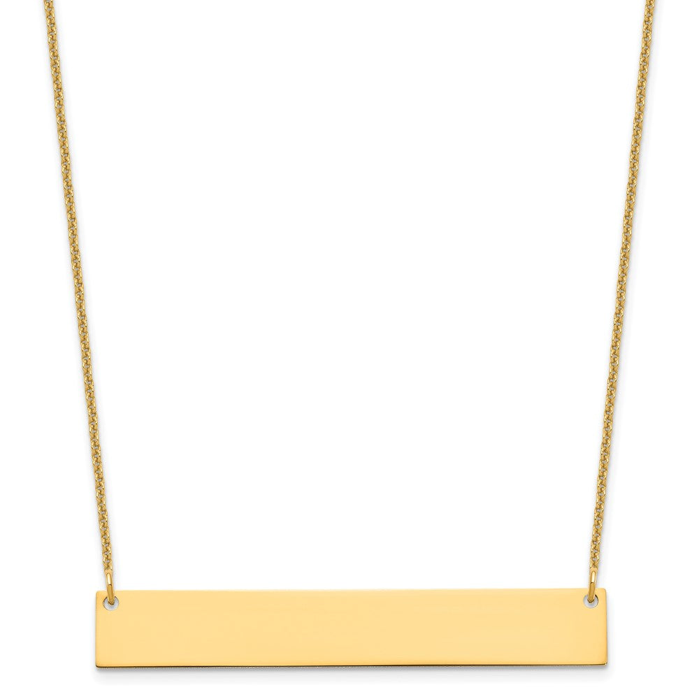 14k Yellow Gold Large Blank Bar Necklace - 2