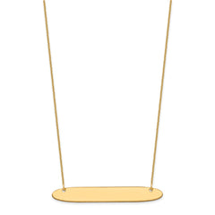 14k Yellow Gold Large Oblong Blank Bar Necklace