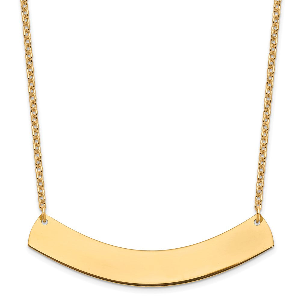 Sterling Silver/Gold-plated Large Curved Blank Bar Necklace - 2
