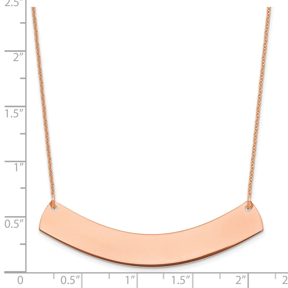 14k Rose Gold Large Curved Blank Bar Necklace