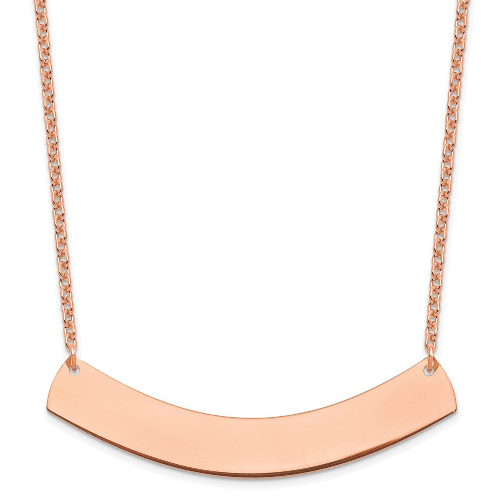Sterling Silver/Rose-plated Large Curved Blank Bar Necklace - 2