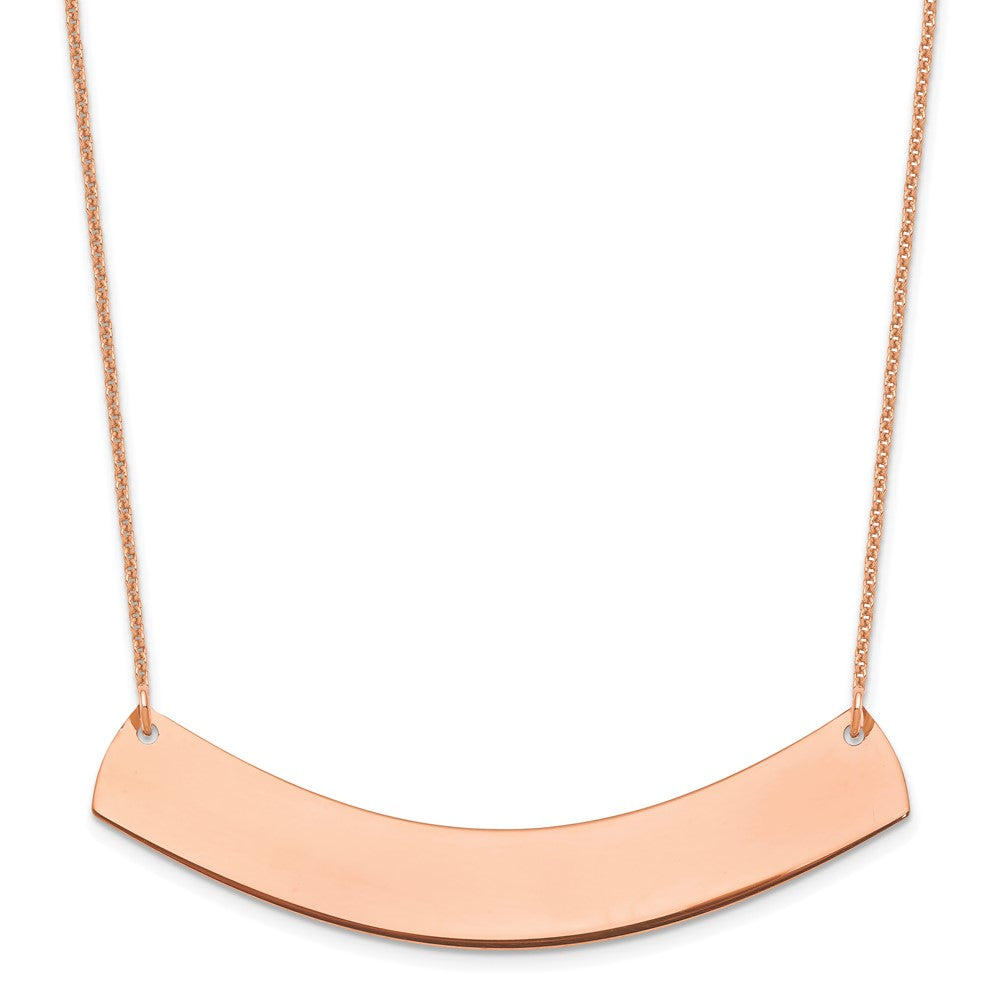 14k Rose Gold Large Curved Blank Bar Necklace - 2
