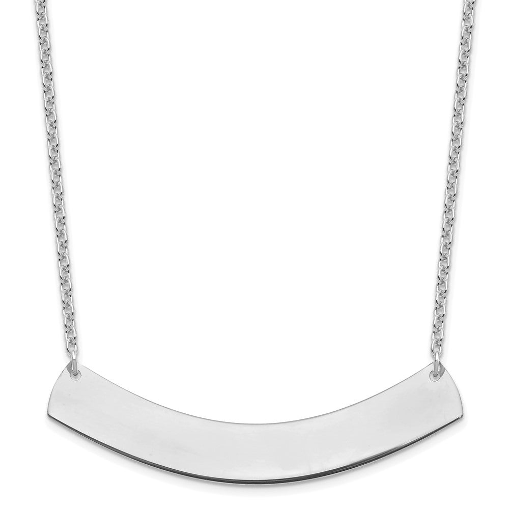 Sterling Silver/Rhodium-plated Large Curved Blank Bar Necklace - 2