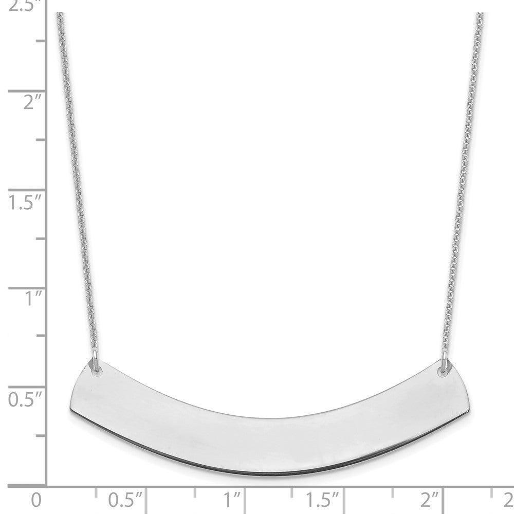 10k White Gold Large Curved Blank Bar Necklace