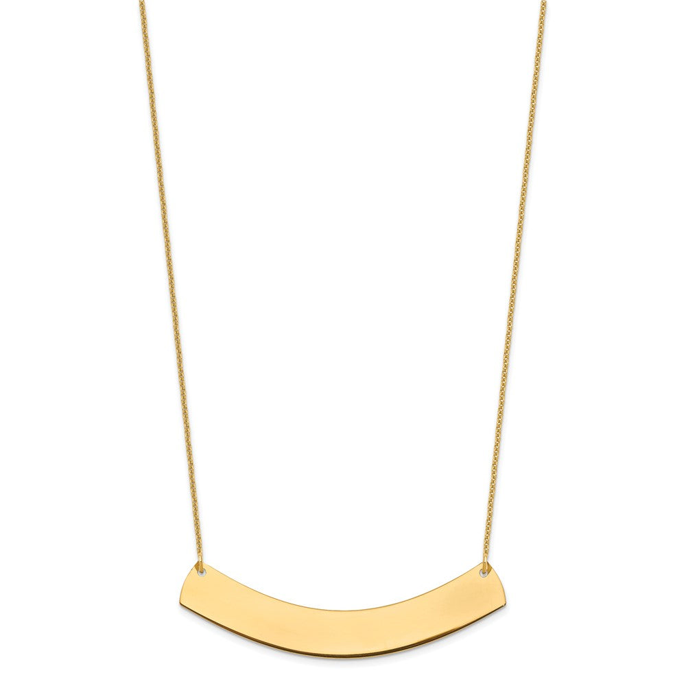 14k Yellow Gold Large Curved Blank Bar Necklace